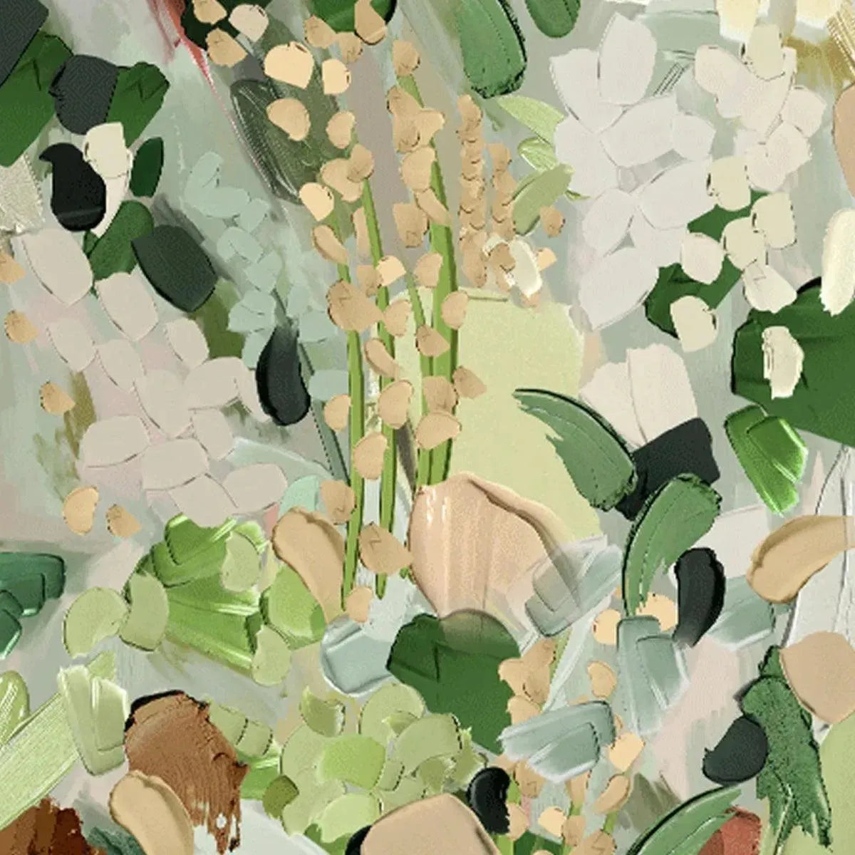 WHISPERING MEADOW: Textured Abstract Floral Painting in Green and Gold - Image 4