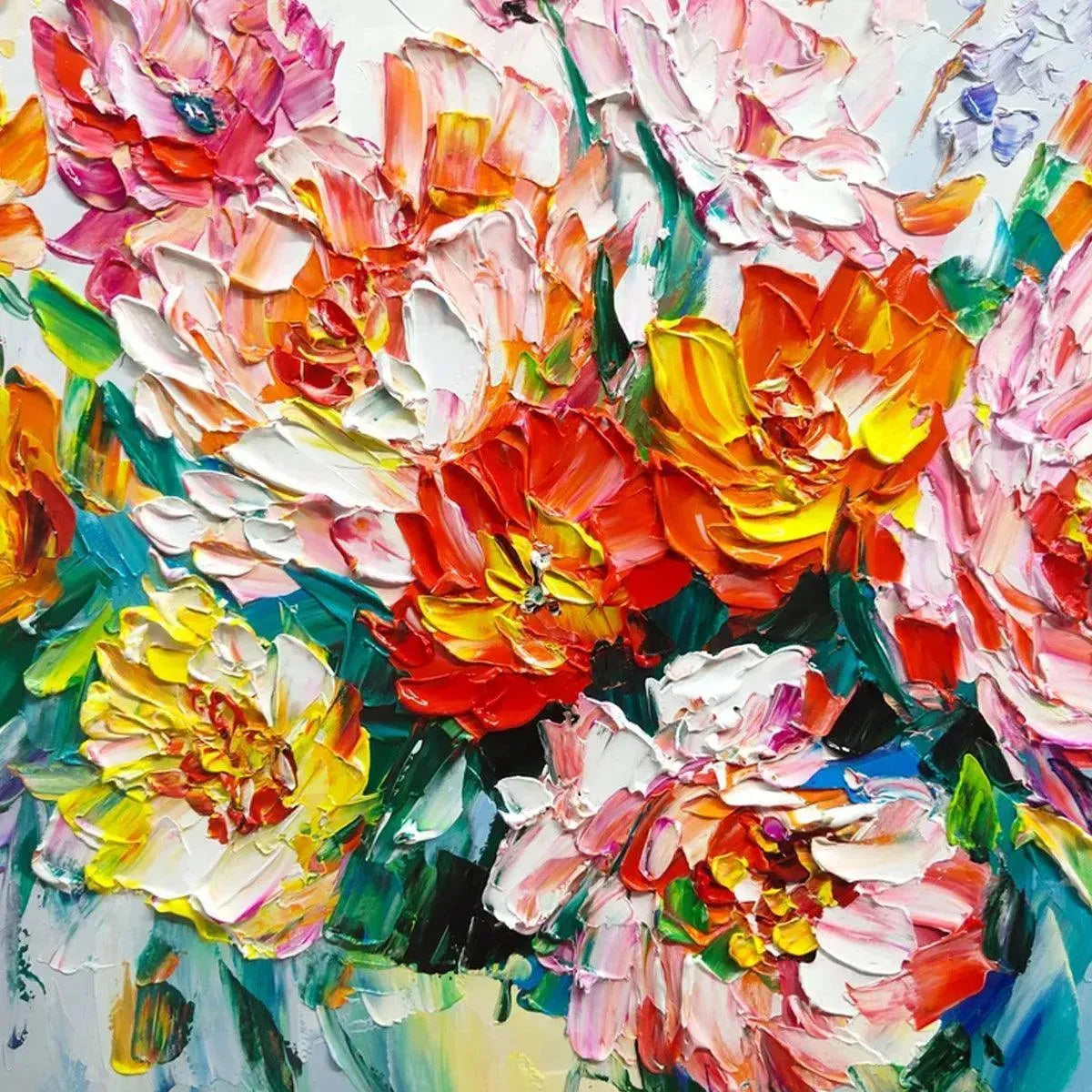 VIBRANT BOUQUET: Textured Impasto Floral Bouquet Painting in Vibrant Colors - Image 5