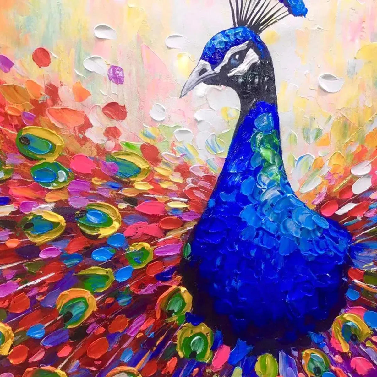 MAJESTIC PEACOCK: Vibrant Peacock Painting on Canvas - Image 3