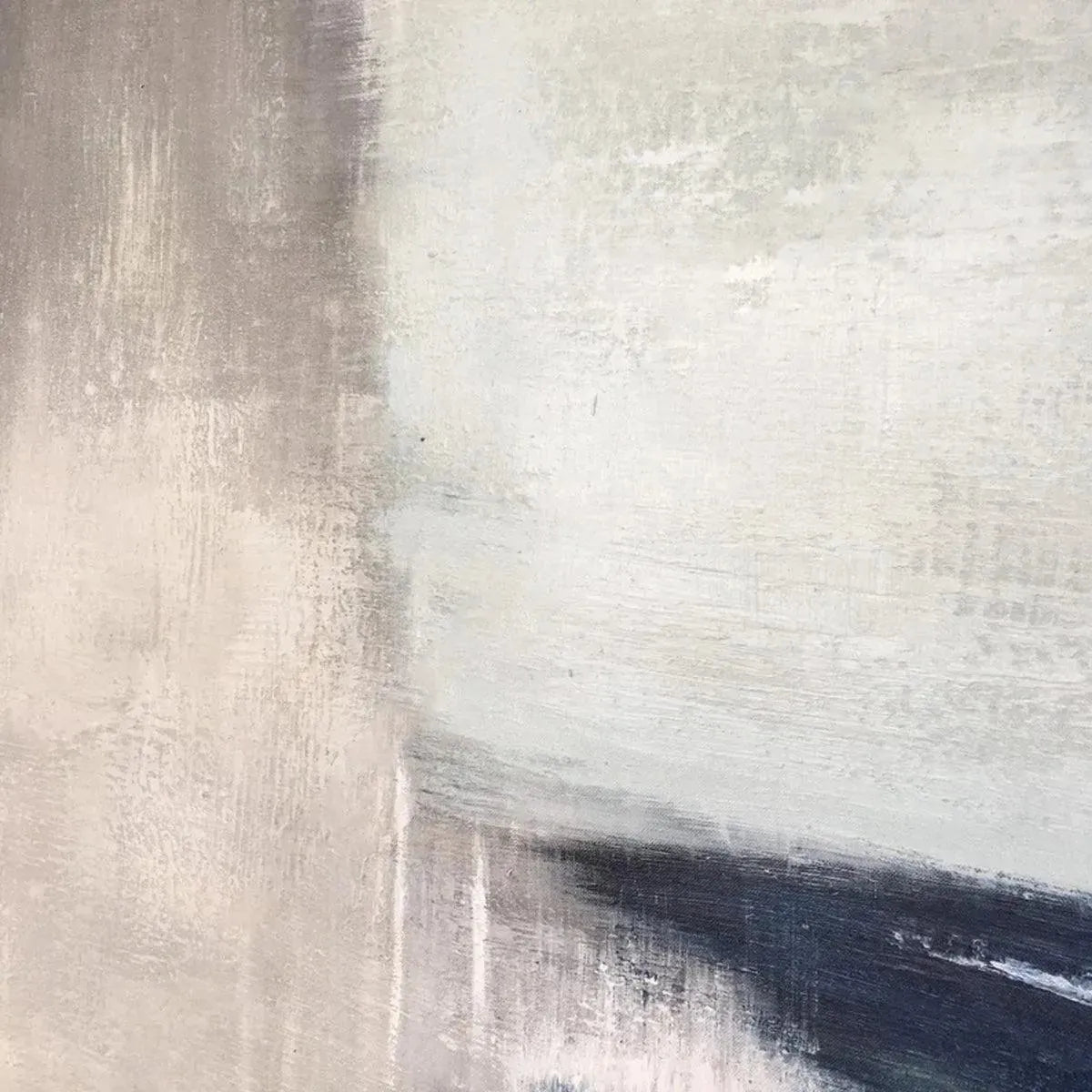 SERENE SHORE: Minimalist Abstract Coastal Painting in Blue and Beige - Image 7