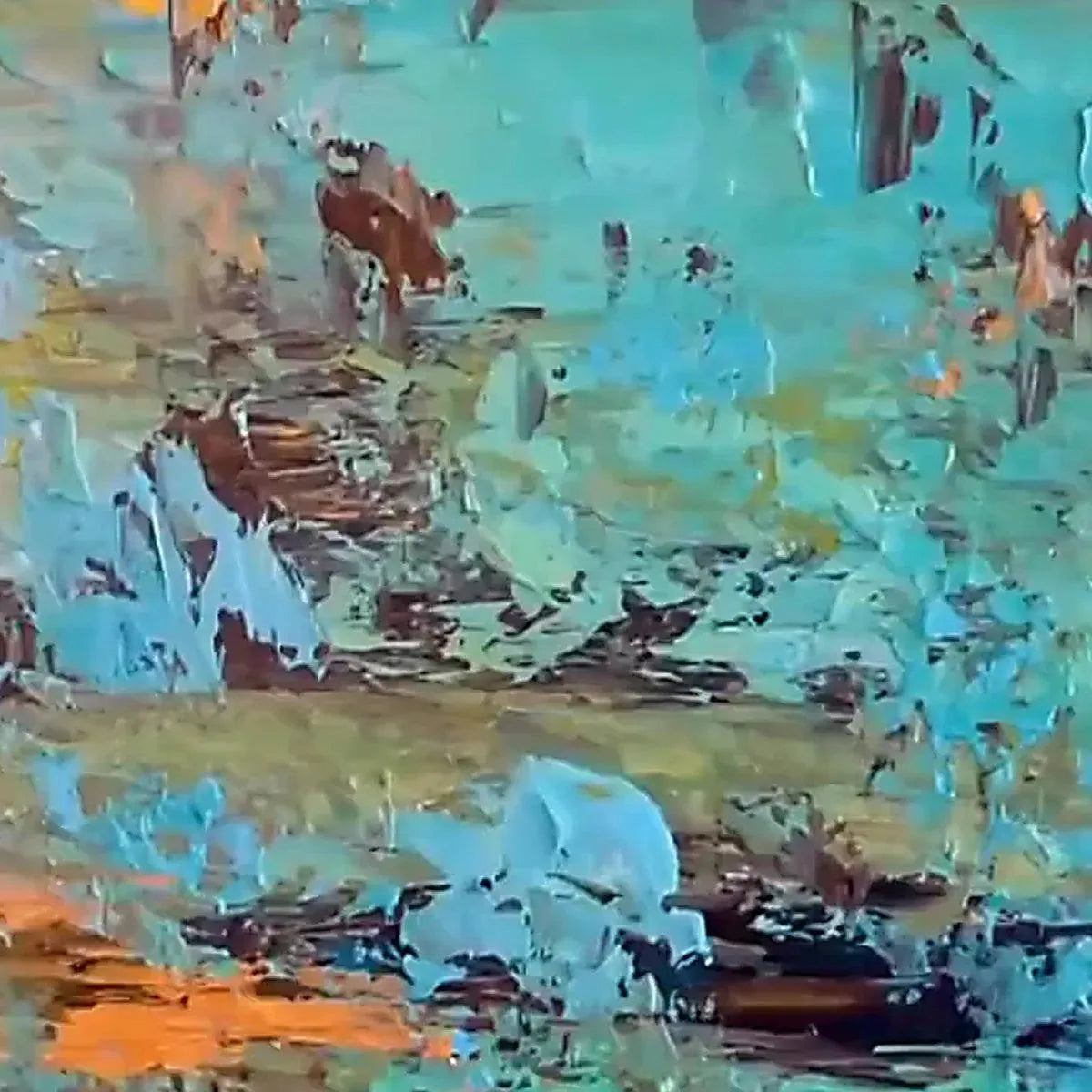 GOLDEN TIDE: Textured Abstract Painting in Teal and Gold - Image 3