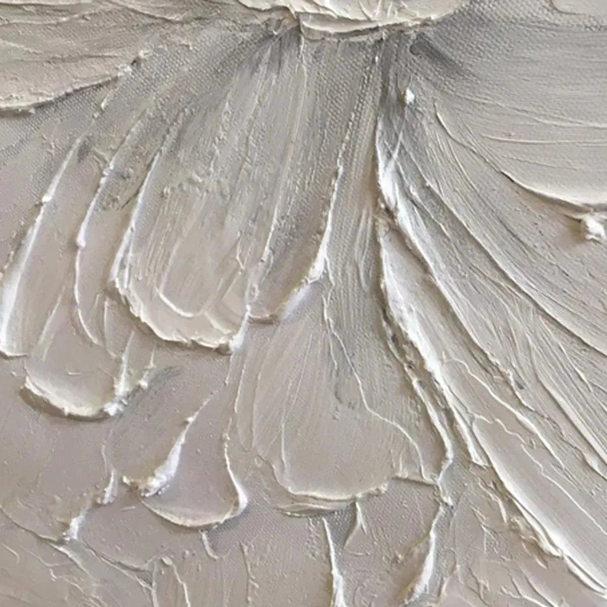 WHITE PEONY: Textured Minimalist Floral Painting in White - Image 5