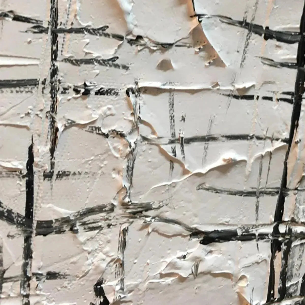 WOVEN LINES: Textured Minimalist Abstract Painting in Black and White - Image 5