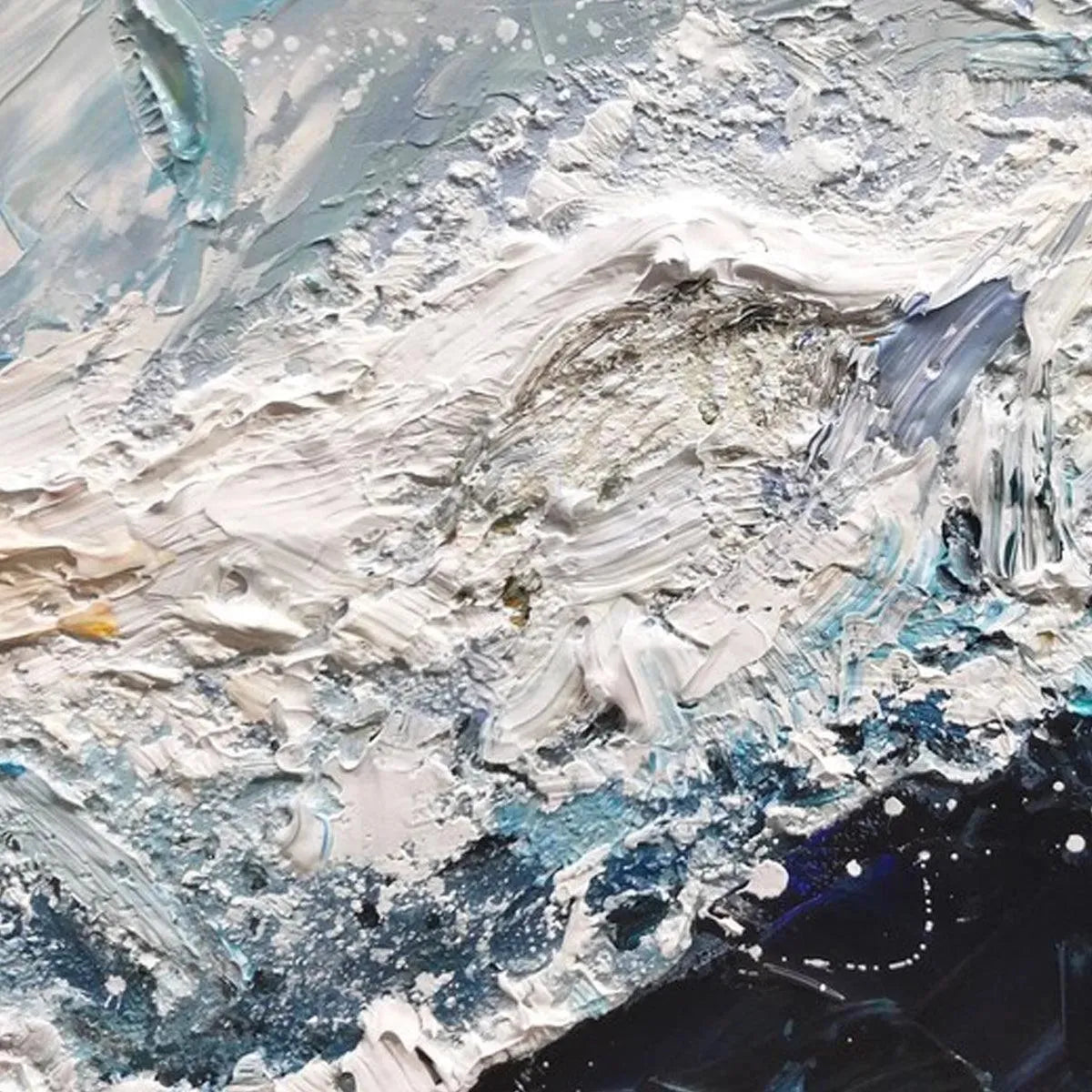 FROZEN MOTION: Textured Abstract Waterscape Painting in Teal and White - Image 5