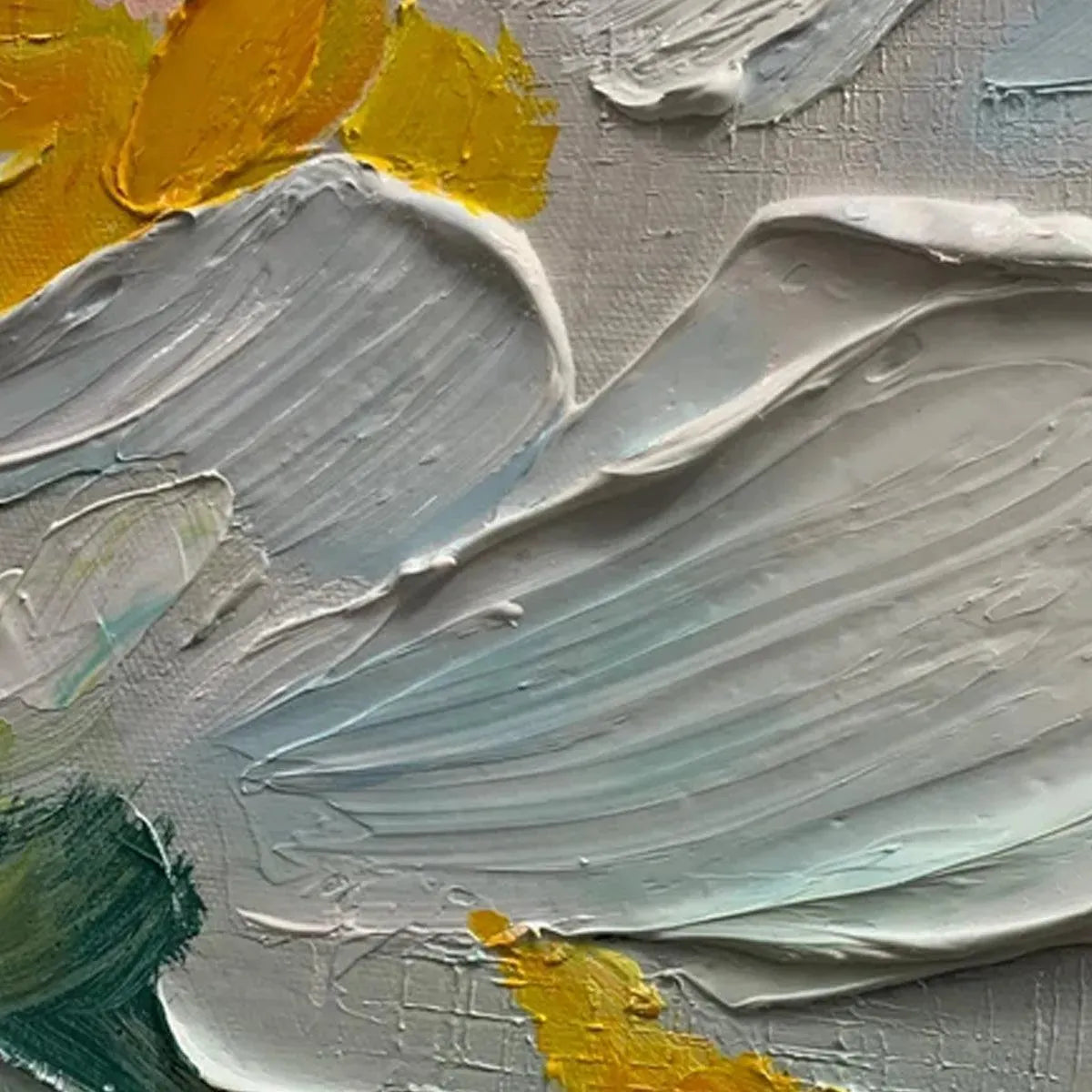 WHITE BLOSSOMS: Textured Impasto Floral Painting in White and Beige - Image 5
