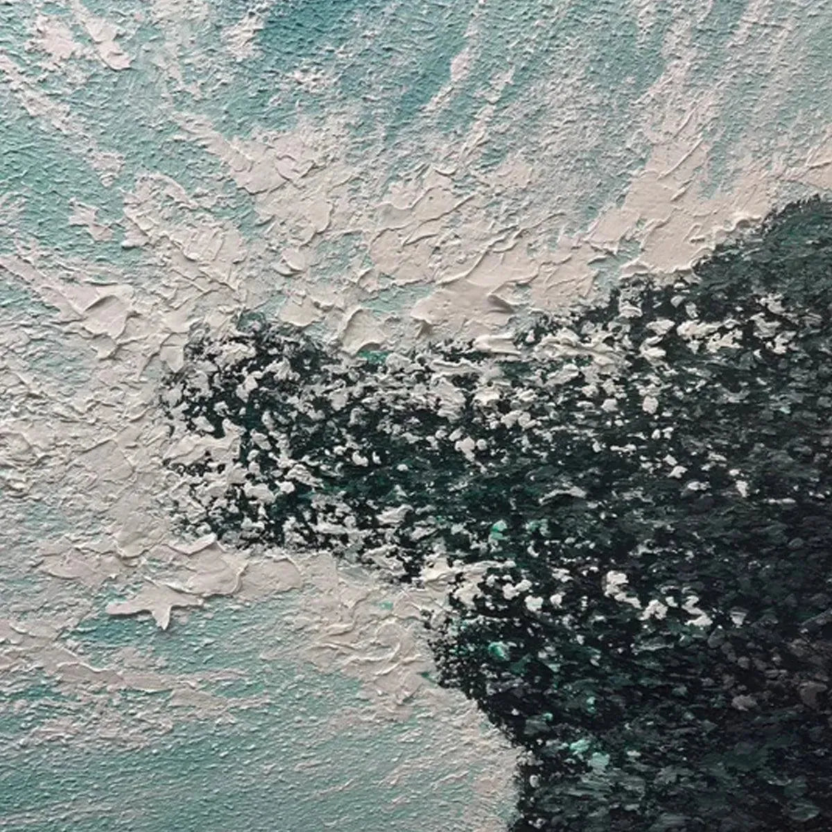 TURQUOISE CRASH: Textured Abstract Seascape Painting in Teal and Black - Image 5