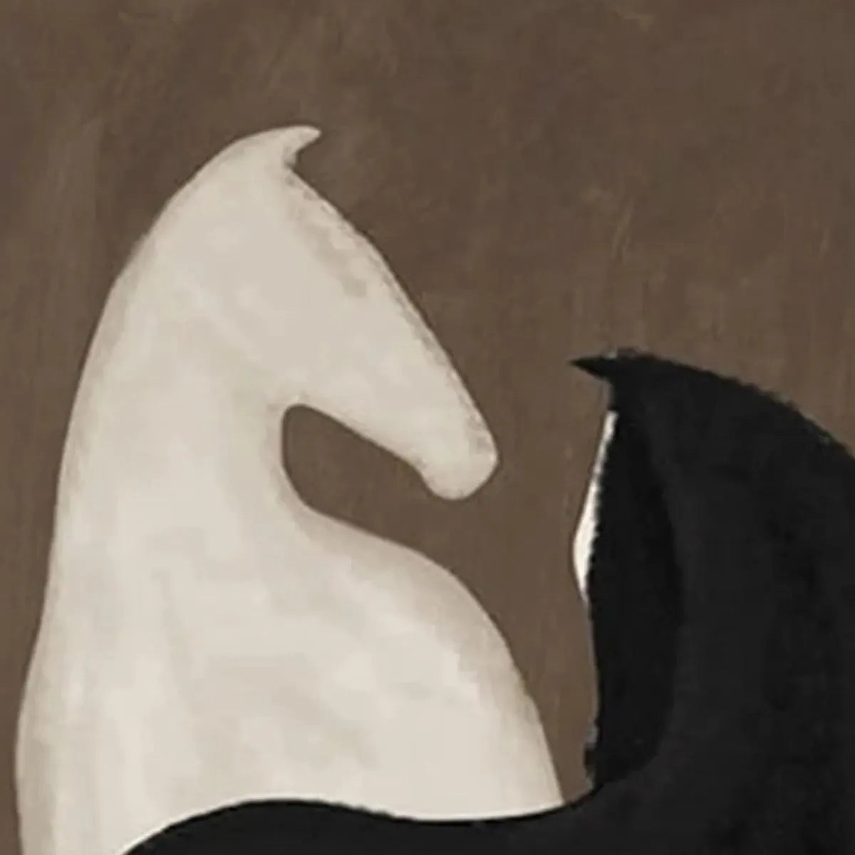 TWO HORSES ON BROWN: Minimalist Horse Painting, Vertical Wall Art - Image 3