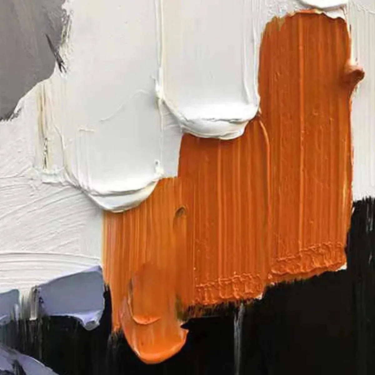 ORANGE BURST: Textured Abstract Painting in Orange, White, and Black for Living Room - Image 7