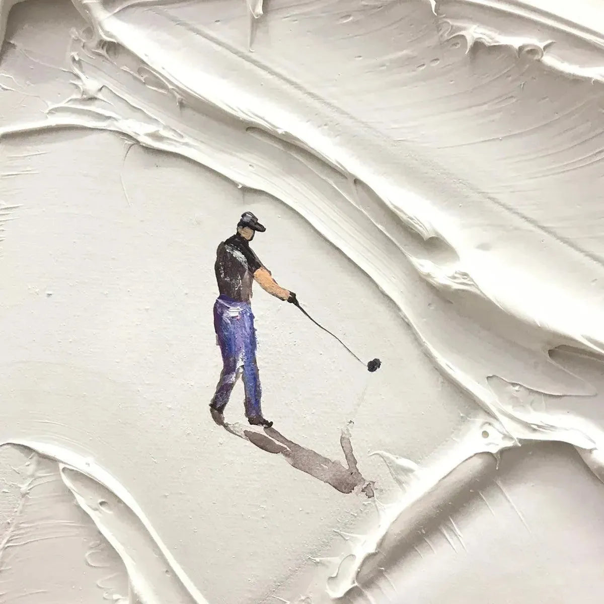 WHITE GREENS: Textured Abstract Golf Landscape Painting for Living Room - Image 3