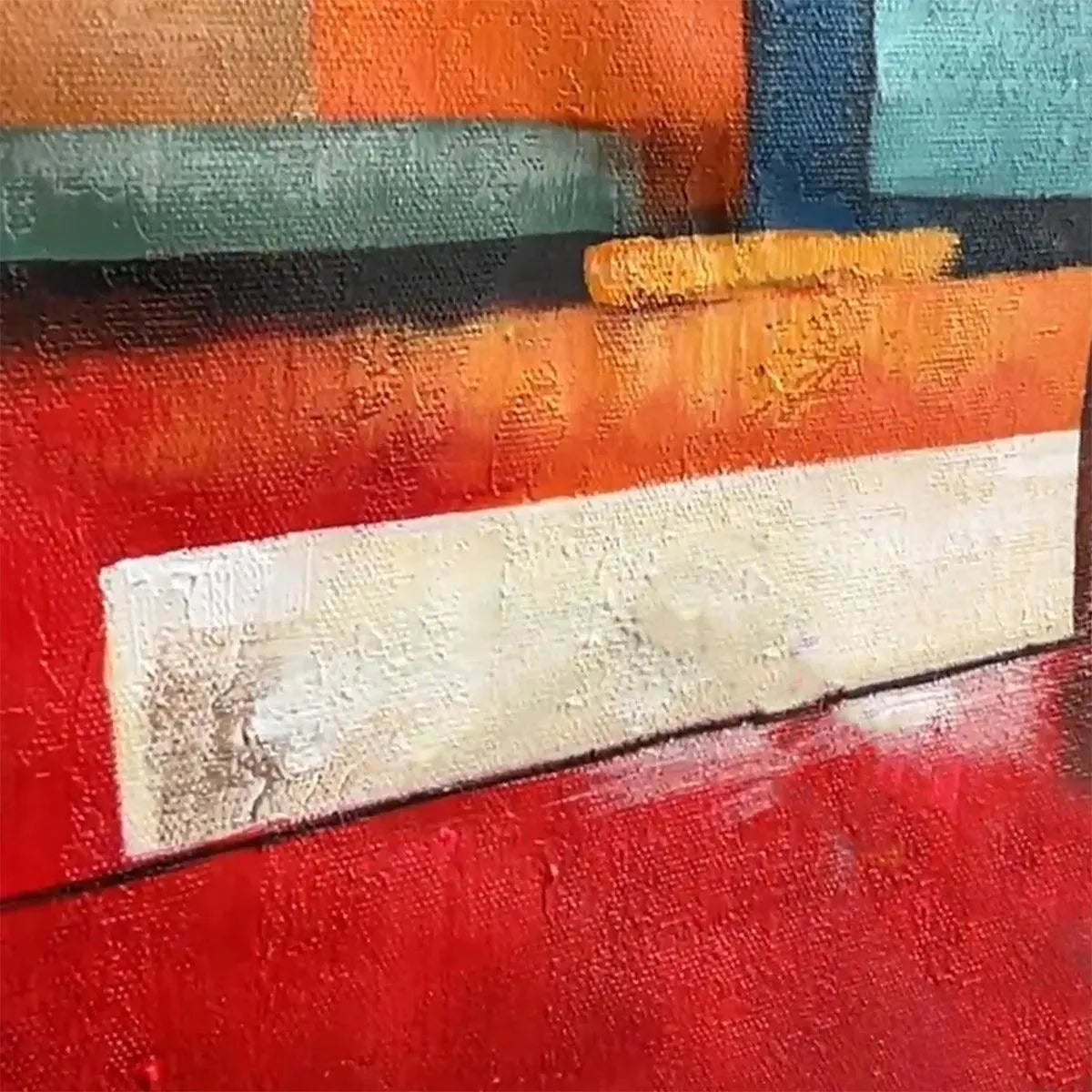 URBAN GEOMETRY: Minimalist Abstract Painting in Red and Gold - Image 5