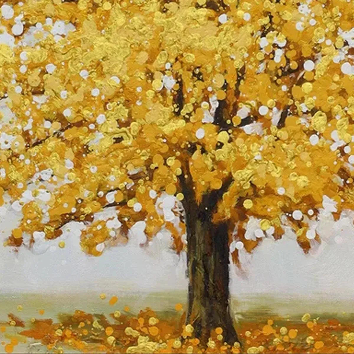 GOLDEN MAJESTY: Textured Golden Tree Painting, Square Wall Art - Image 3