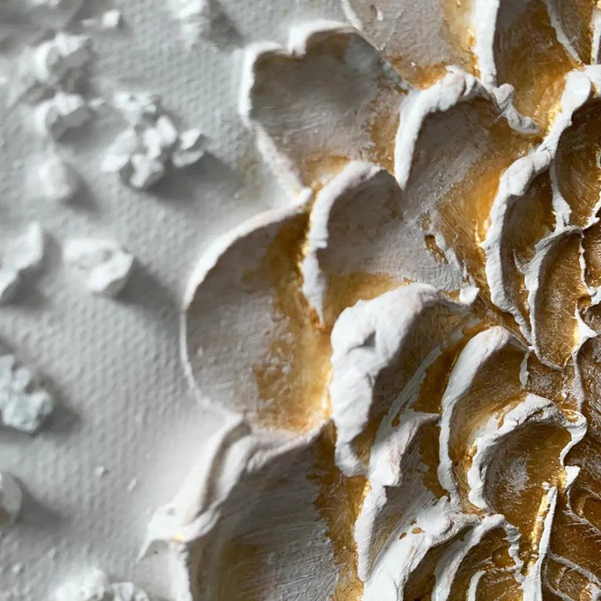 GOLDEN HARMONY: Textured Gold and White Abstract Painting, Square Wall Art - Image 7