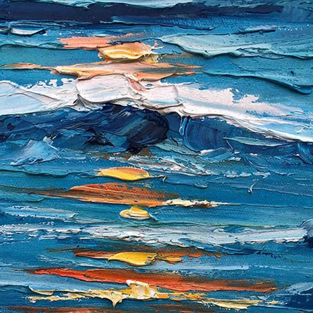 SUNKISSED SHORES: Vertical Ocean Sunset Painting, Beach Wall Art - Image 9