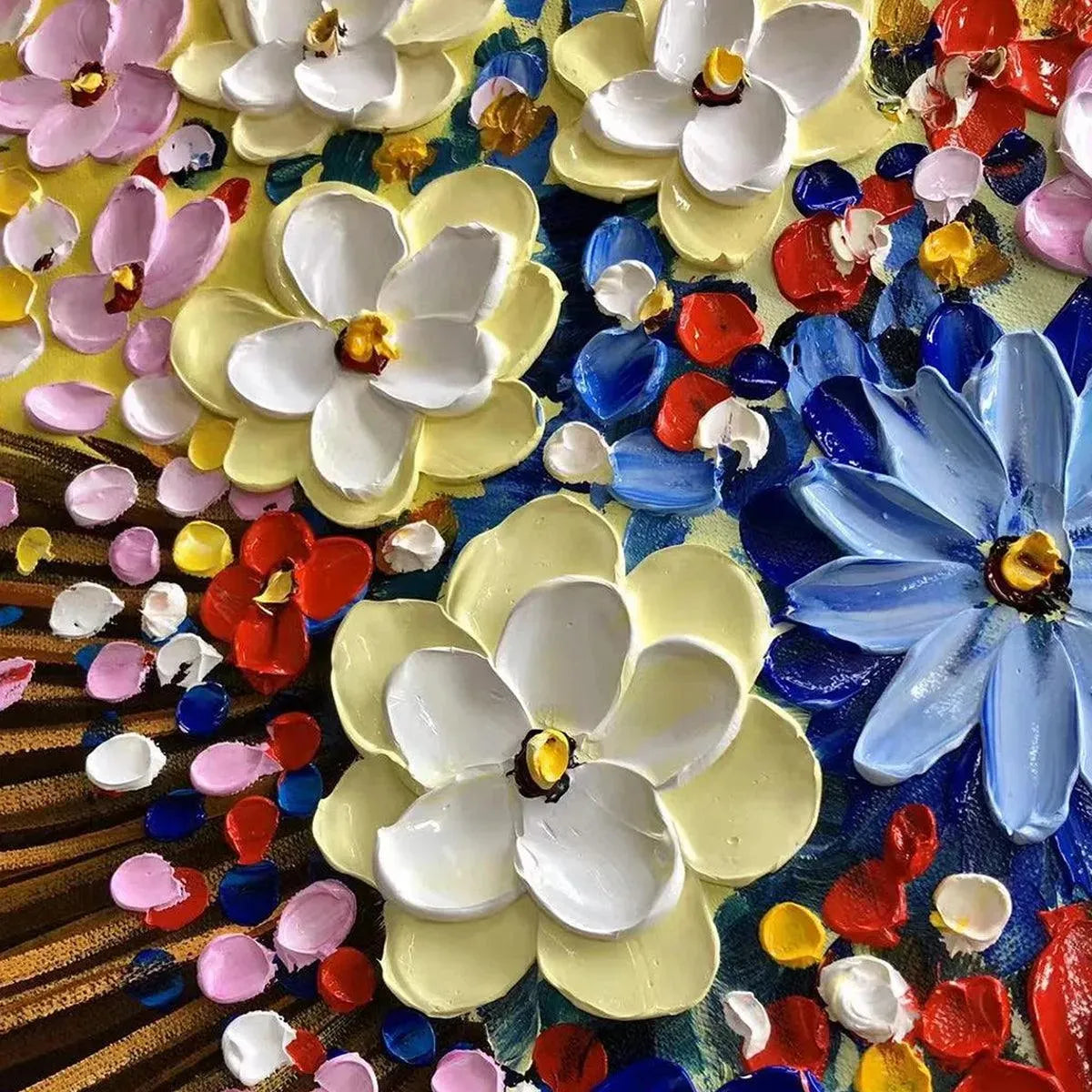 VIBRANT BOUQUET: Textured Impasto Floral Painting, Horizontal Wall Art - Image 6