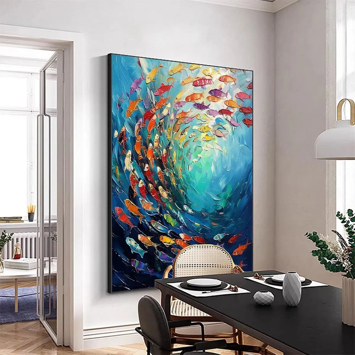 WHIRLPOOL OF FISH: Colorful School of Fish Painting - Image 4