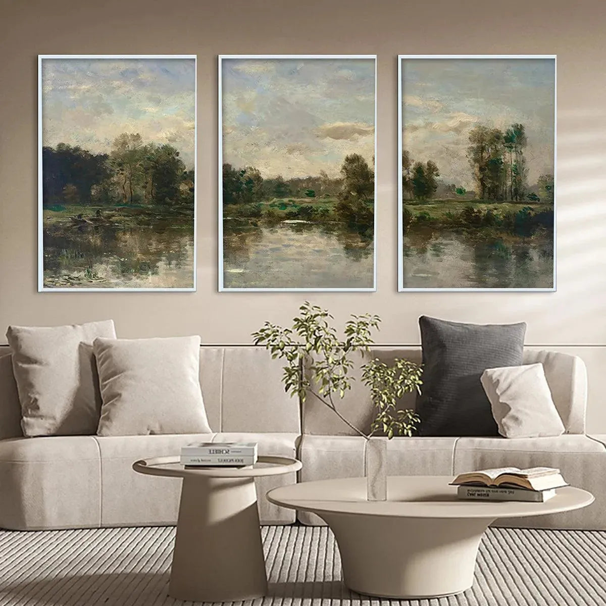 RIVERSIDE TRIPTYCH: Traditional Chinese Landscape Painting Set of 3 - Image 5