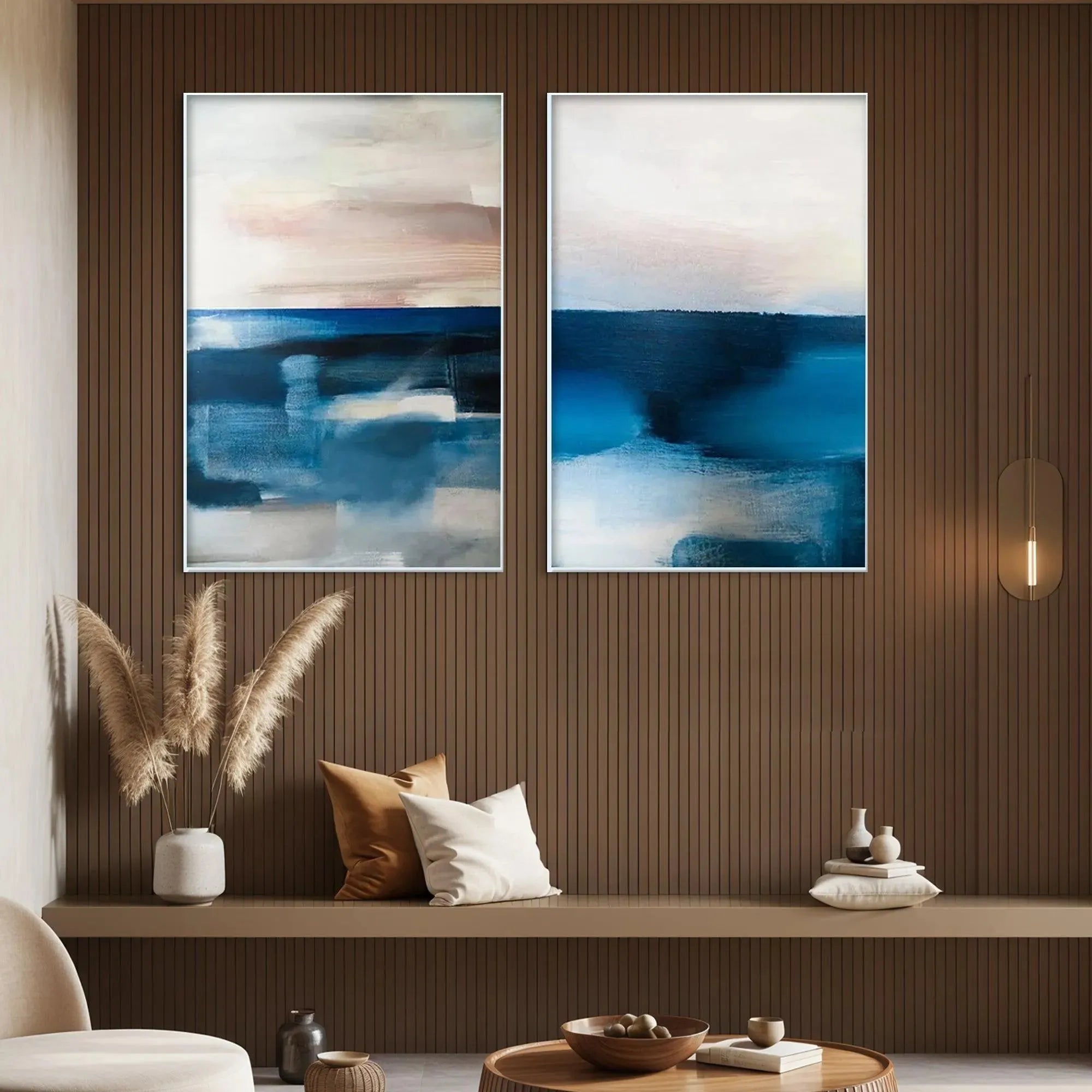ABSTRACT OCEAN DIPTYCH: Abstract Seascape Painting Set of 2, Vertical Wall Art - Image 4