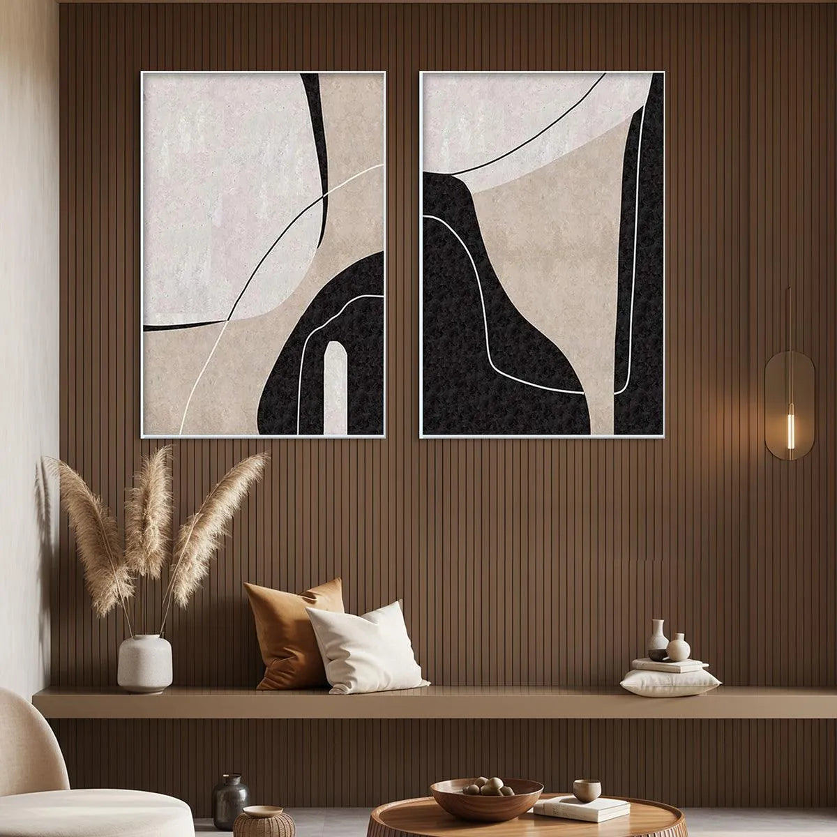 ABSTRACT MINIMALIST DIPTYCH: Abstract Painting Set of 2, Vertical Wall Art - Image 4