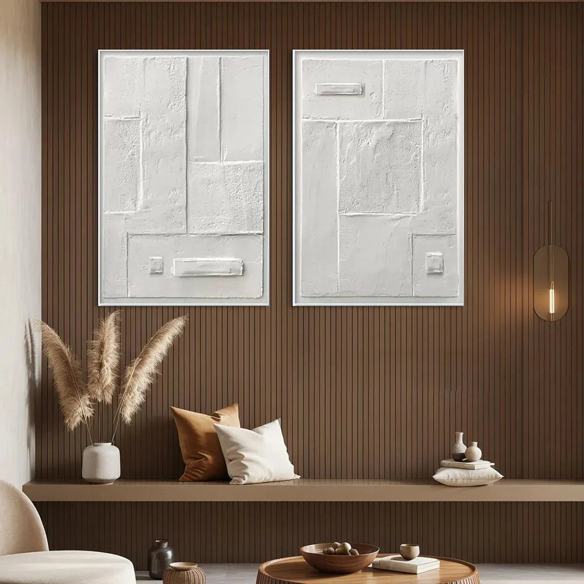 WHITE TEXTURED VERTICAL DIPTYCH: Minimalist Textured Painting Set of 2, Vertical Wall Art - Image 8