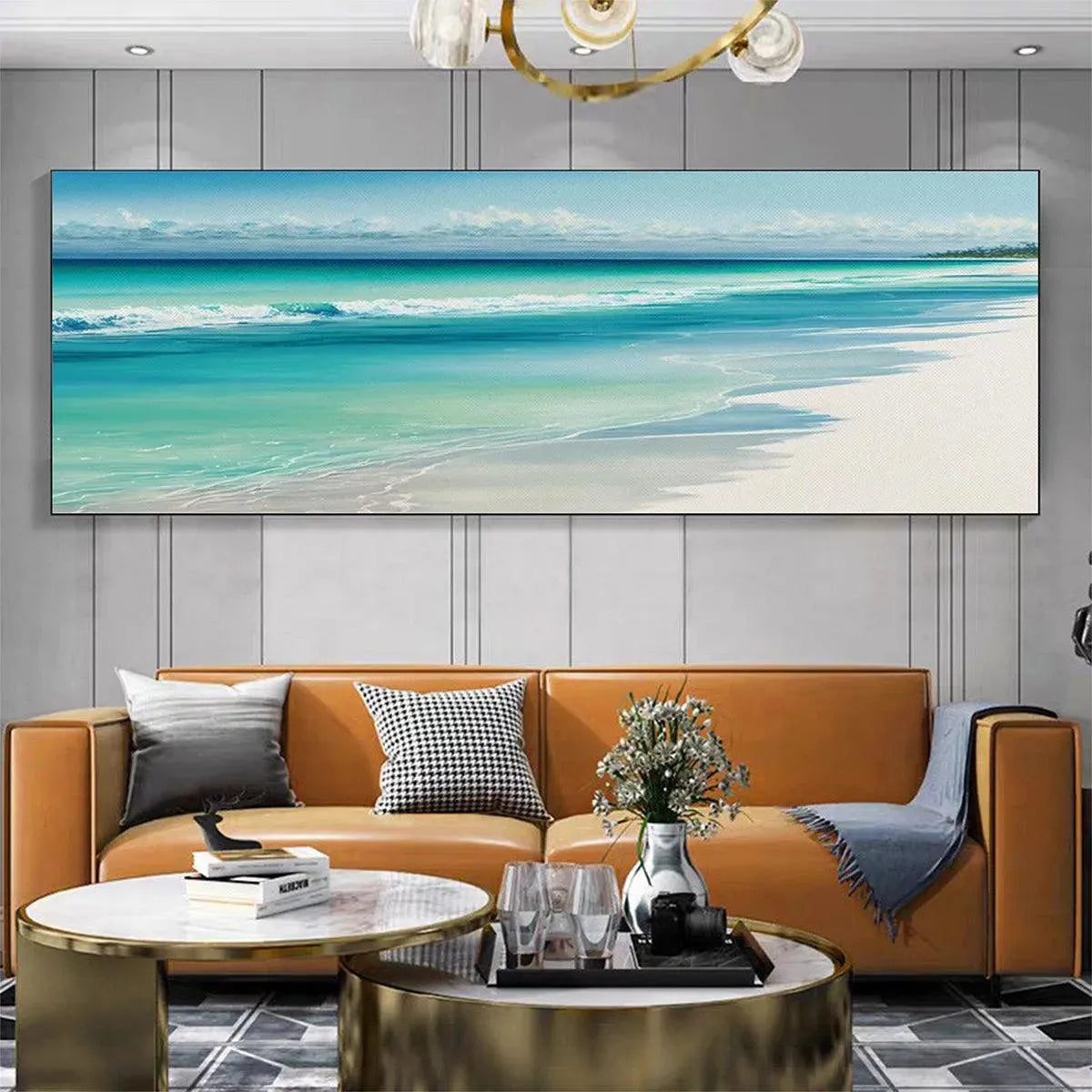 TURQUOISE DREAM PANORAMIC: Beach Painting, Panoramic Wall Art, Coastal Decor - Image 6