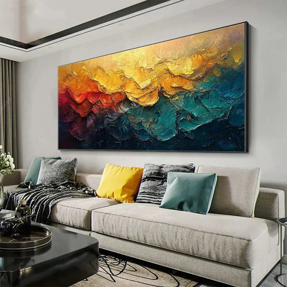 MOLTEN HORIZON: Textured Impasto Abstract Landscape Oil Painting - Image 4