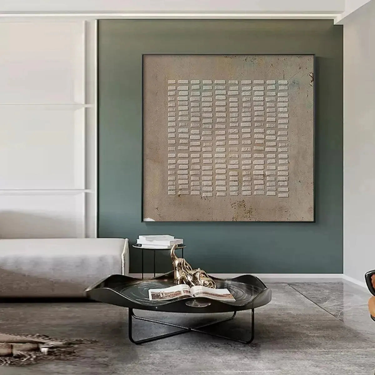 TEXTURED BEIGE GRID: Minimalist Textured Painting - Image 7