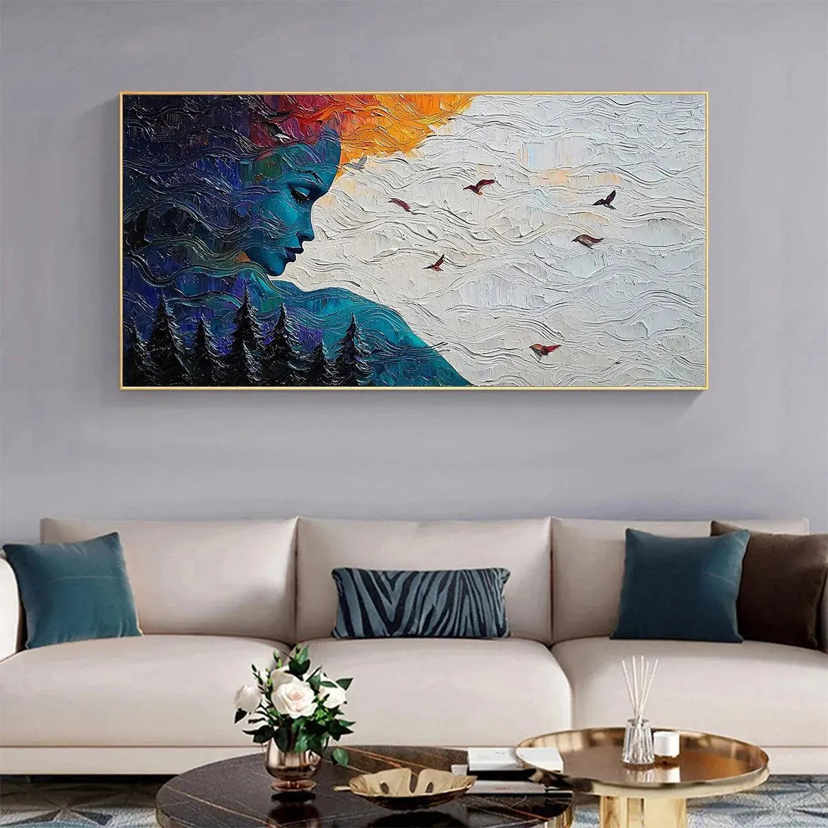 FOREST MUSE: Textured Impasto Portrait with Nature Oil Painting - Image 2