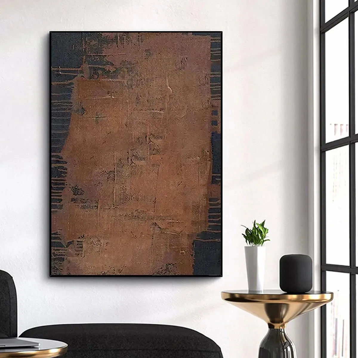 RUSTIC TEXTURE: Textured Abstract Painting in Brown - Image 4