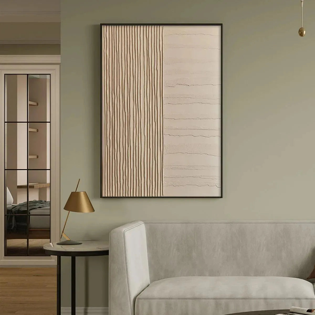 TEXTURED BEIGE LINES: Minimalist Textured Painting - Image 8