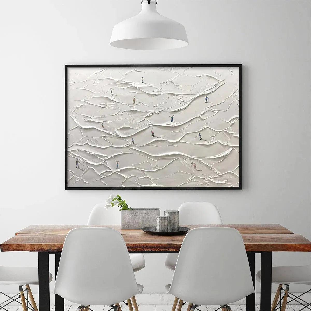 WHITE GREENS: Textured Abstract Golf Landscape Painting for Living Room - Image 2