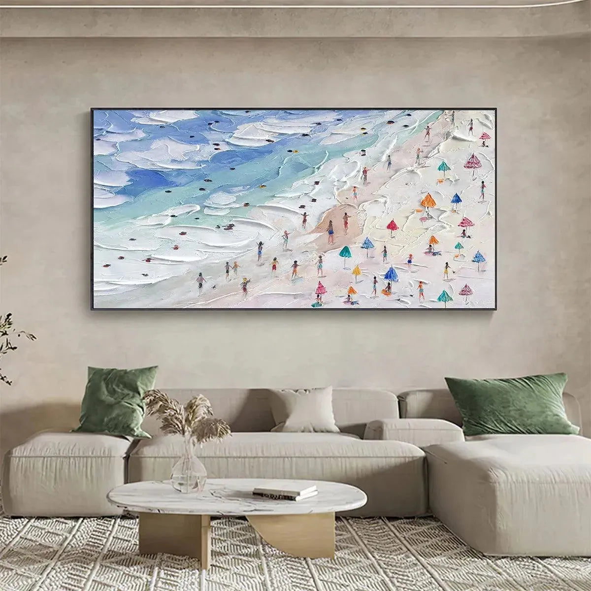 BEACH DAY VIBES: Textured Beach Scene Painting, Horizontal Wall Art - Image 4