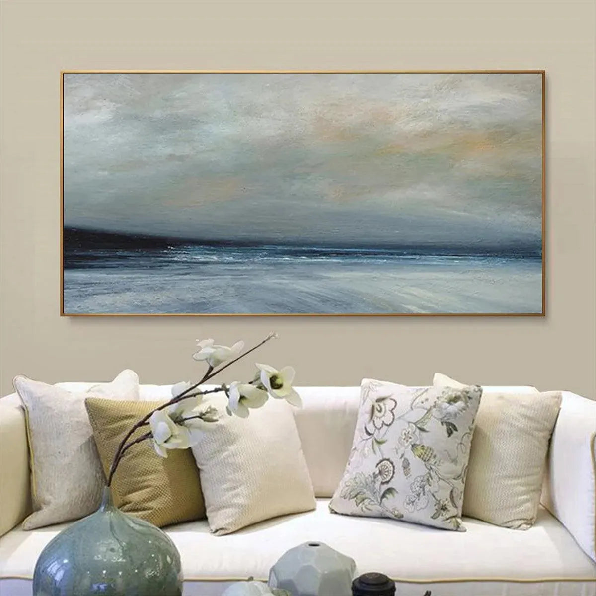TWILIGHT COAST: Panoramic Coastal Landscape Painting, Horizontal Wall Art - Image 5