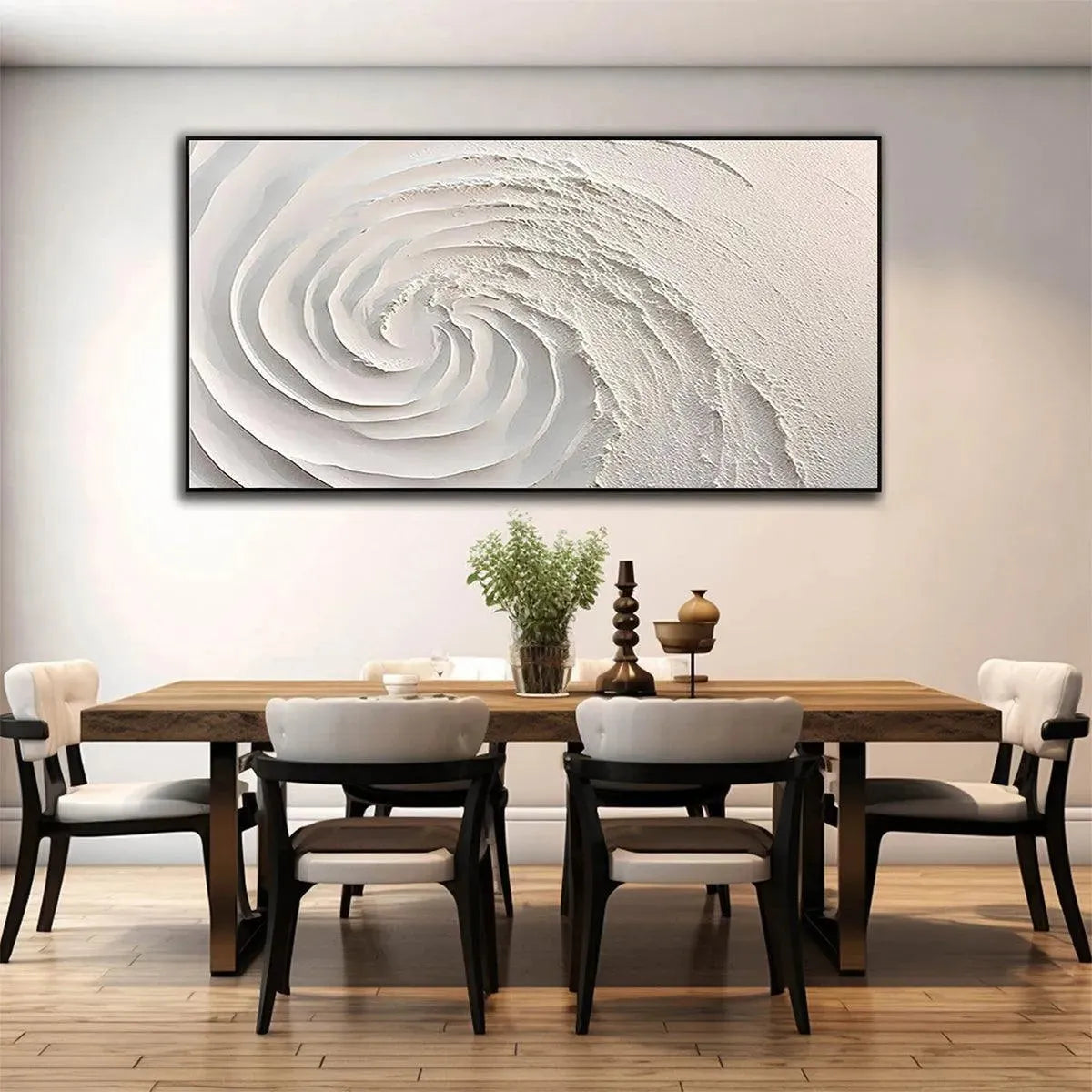WHIRLWIND: Textured White Abstract Swirl Painting for Living Room - Image 5
