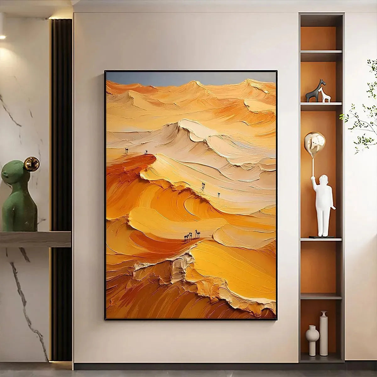 GOLDEN DUNES: Textured Orange Desert Landscape Impasto Painting for Living Room - Image 2