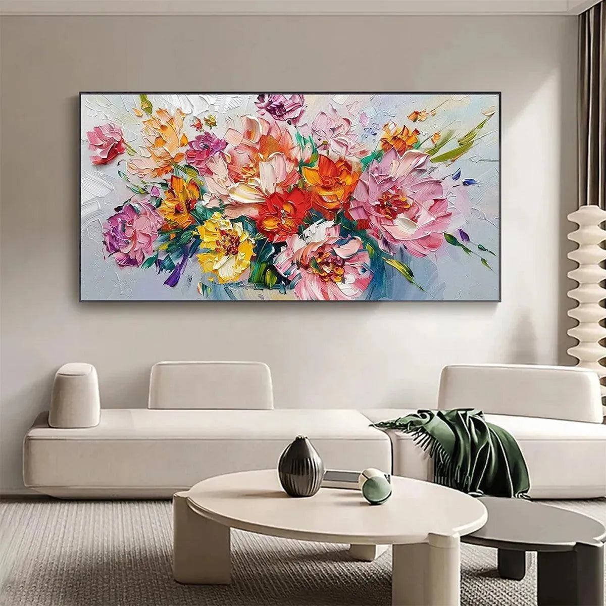 VIBRANT BOUQUET: Textured Impasto Floral Bouquet Painting in Vibrant Colors - Image 2