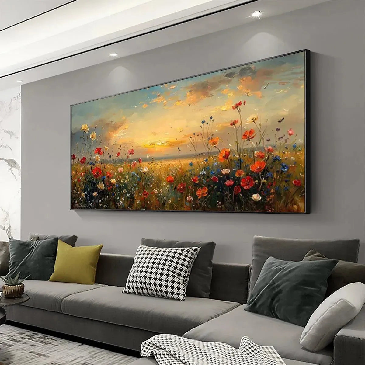 SUNSET FIELD: Colorful Wildflower Field Landscape Painting - Image 6