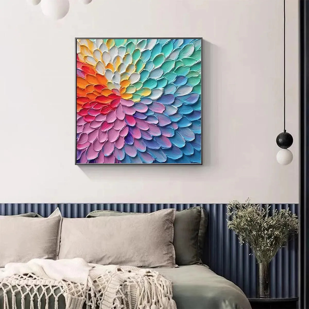 RAINBOW BURST: Textured Abstract Painting in Rainbow Colors - Image 2