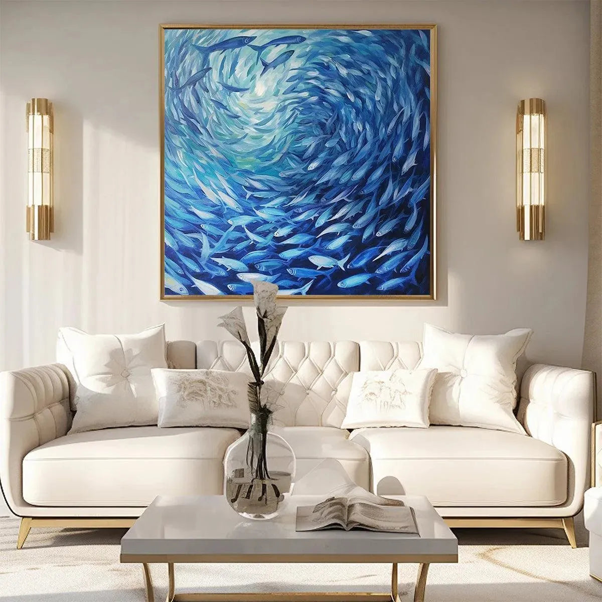OCEANIC WHIRL: Dynamic Painting of a School of Fish - Image 4