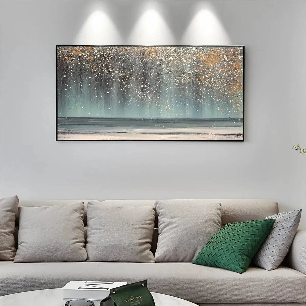 AURORA DUST: Textured Abstract Ocean Painting with Gold Accents - Image 7