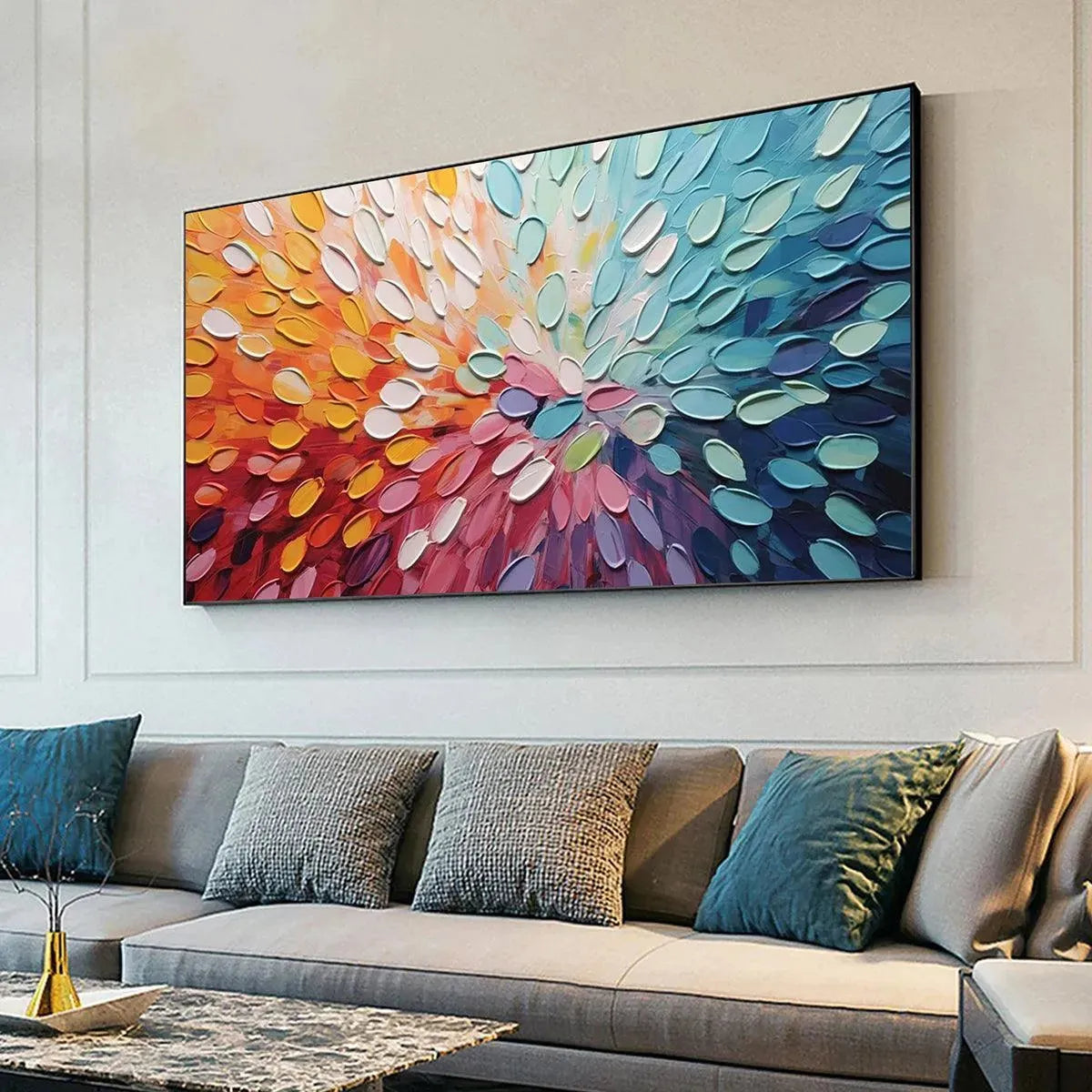 RAINBOW BURST: Textured Abstract Painting in Rainbow Colors - Image 4
