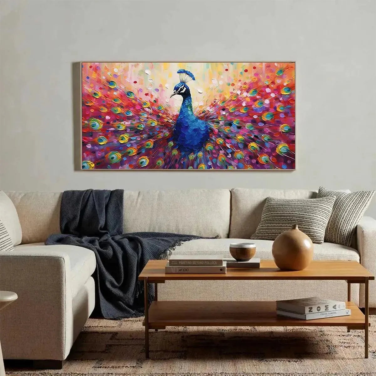 MAJESTIC PEACOCK: Vibrant Peacock Painting on Canvas - Image 6