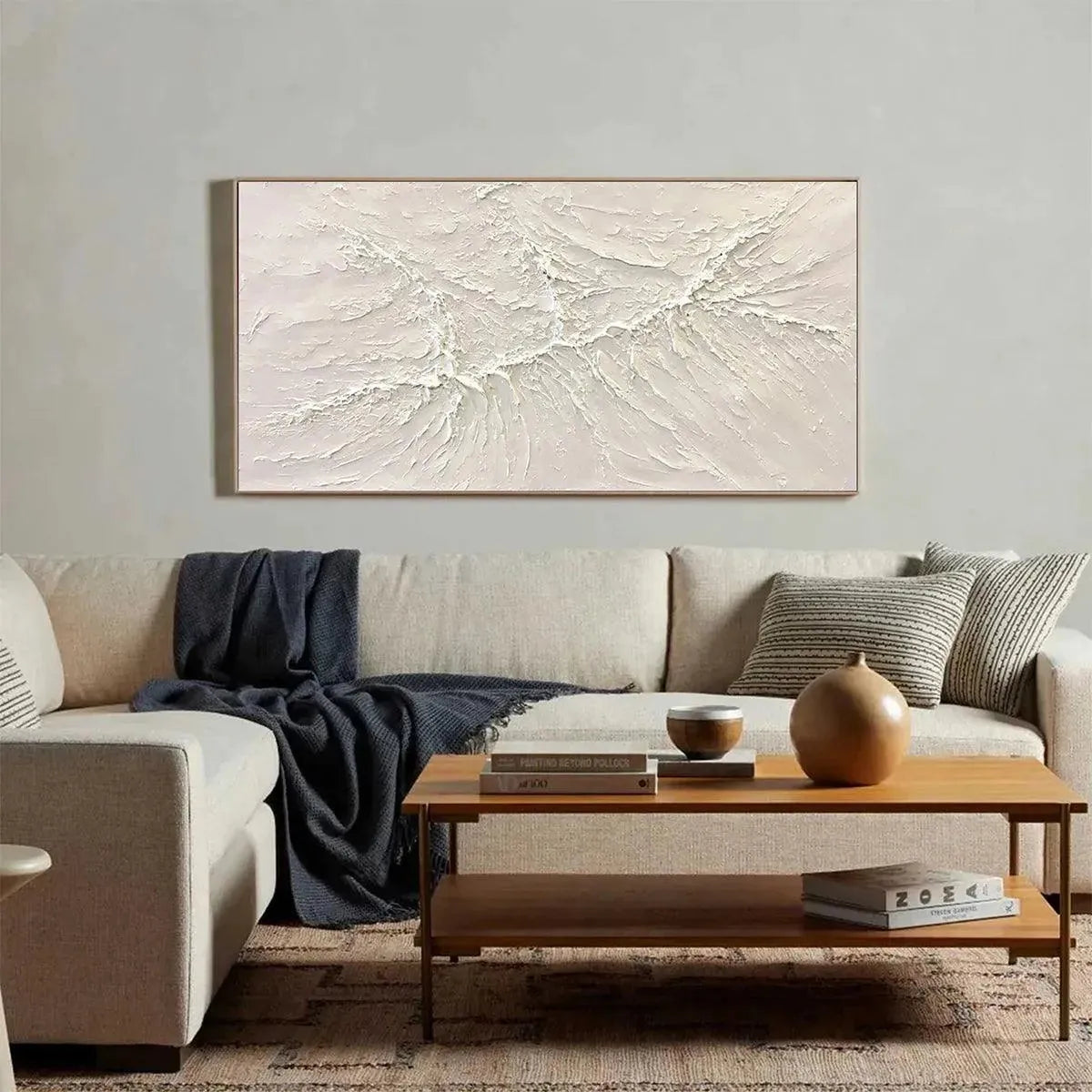 WHITE SANDS: Textured Minimalist Abstract Painting in White - Image 2