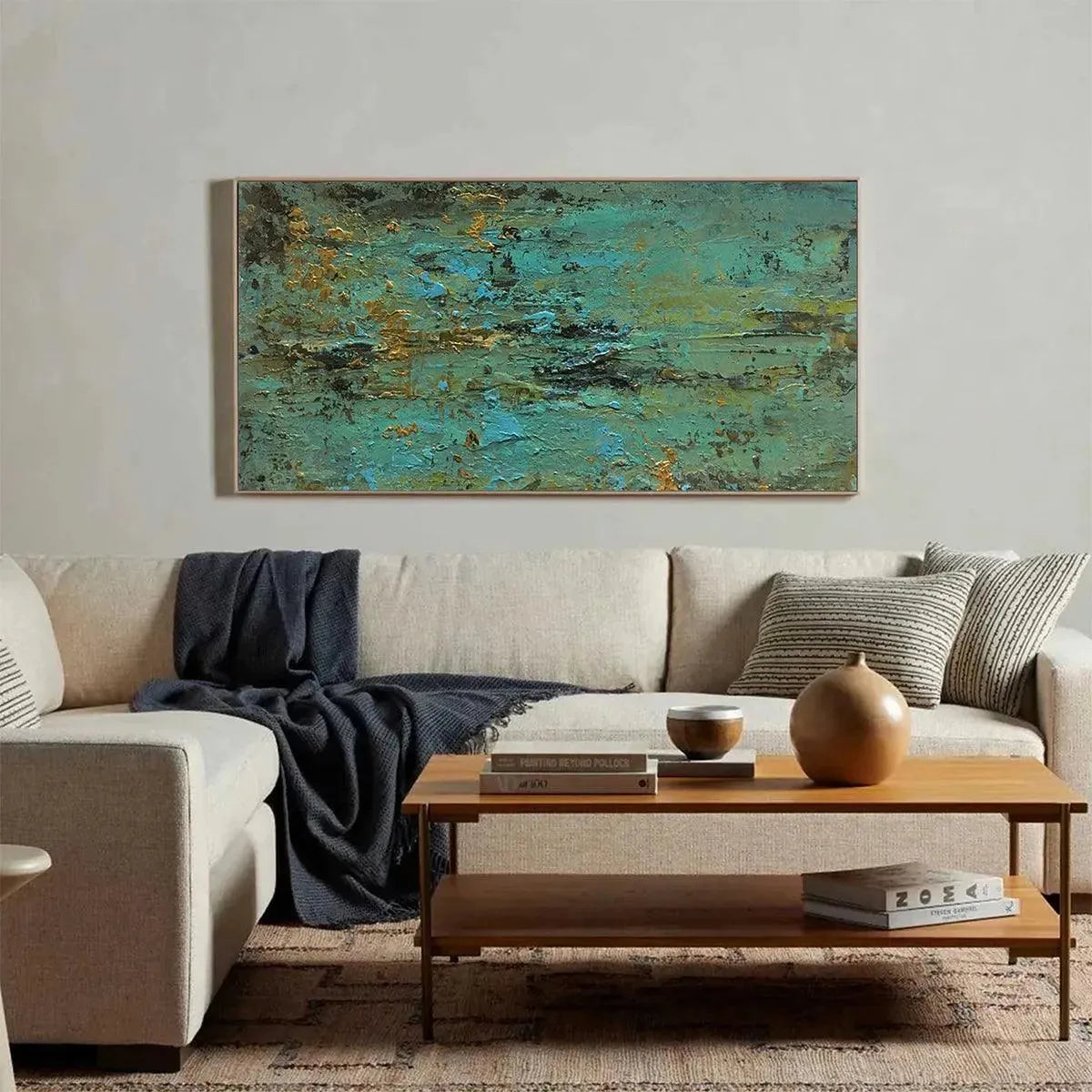 GOLDEN TIDE: Textured Abstract Painting in Teal and Gold - Image 6