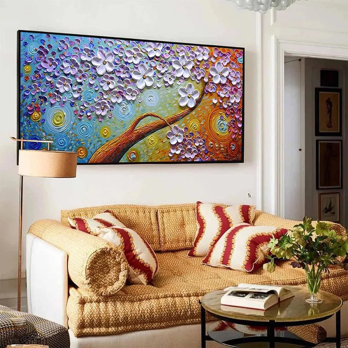LILAC DREAM: Textured Floral Painting in Purple and Gold - Image 4