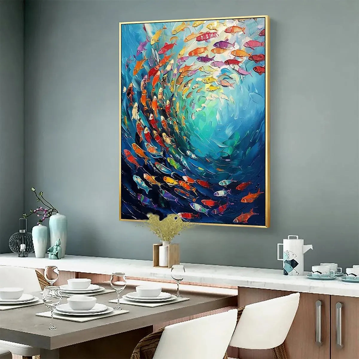 WHIRLPOOL OF FISH: Colorful School of Fish Painting - Image 5