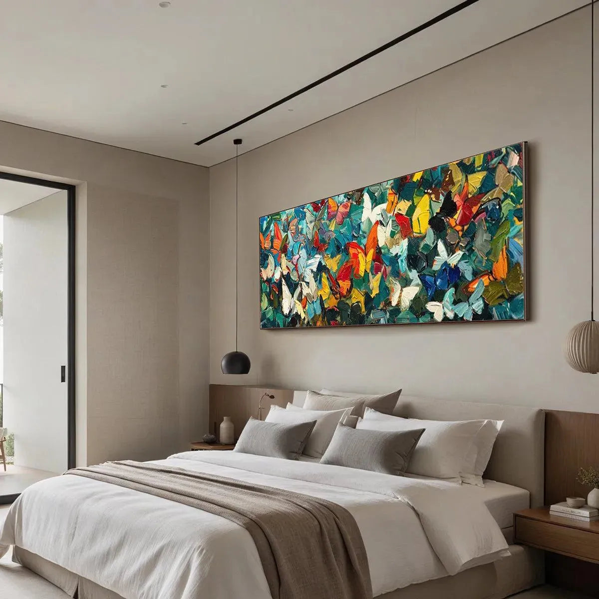 BUTTERFLY WHIRLWIND PANORAMIC: Butterfly Painting, Panoramic Wall Art, Colorful Impasto Decor - Image 5