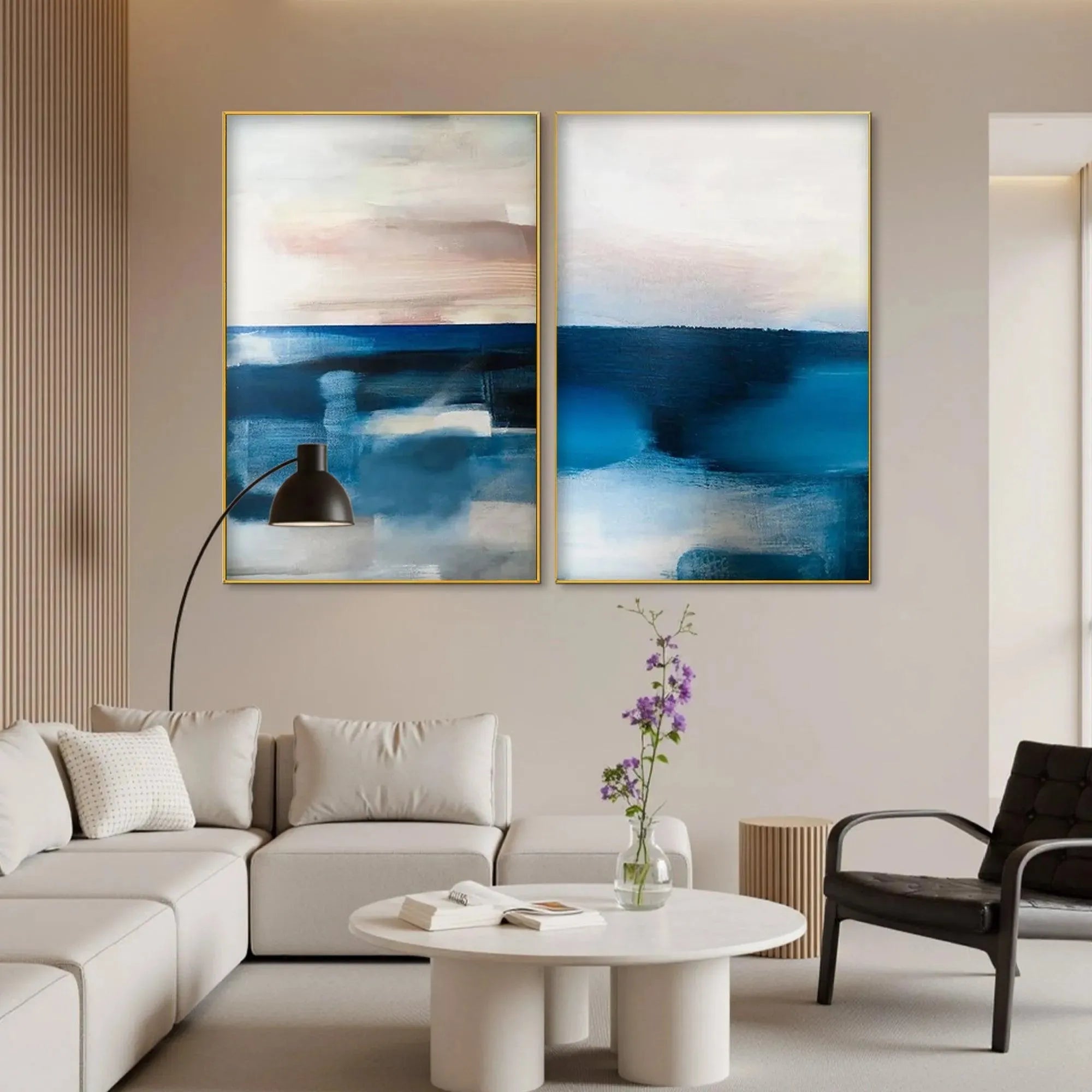 ABSTRACT OCEAN DIPTYCH: Abstract Seascape Painting Set of 2, Vertical Wall Art - Image 5