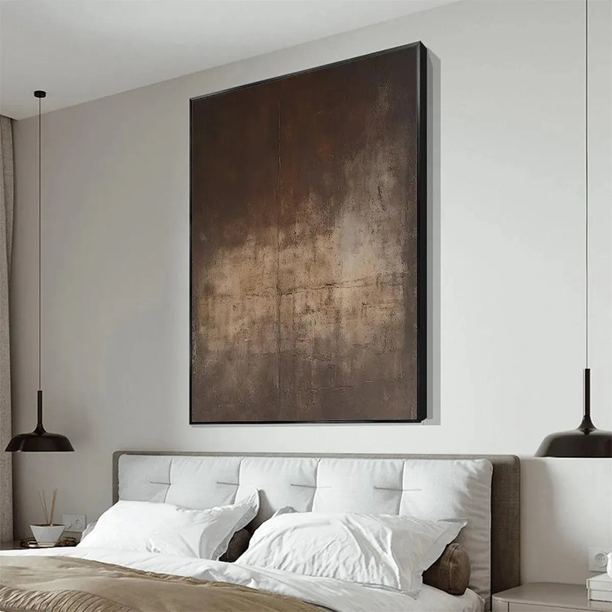 DARK BROWN TEXTURED ABSTRACT: Minimalist Textured Painting - Image 7