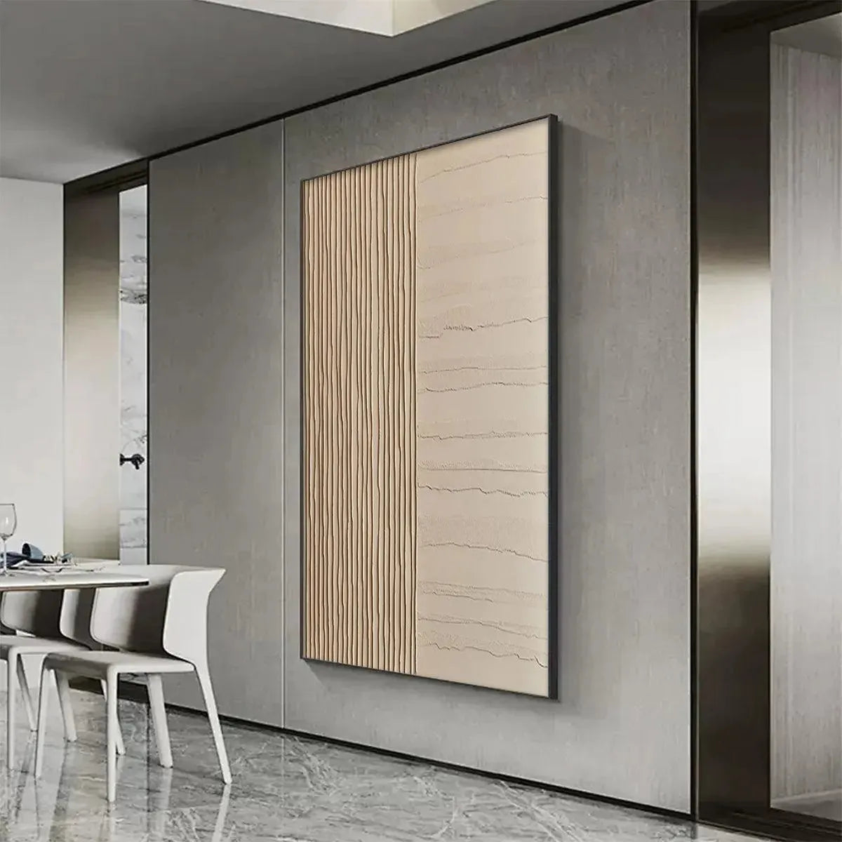 TEXTURED BEIGE LINES: Minimalist Textured Painting - Image 7
