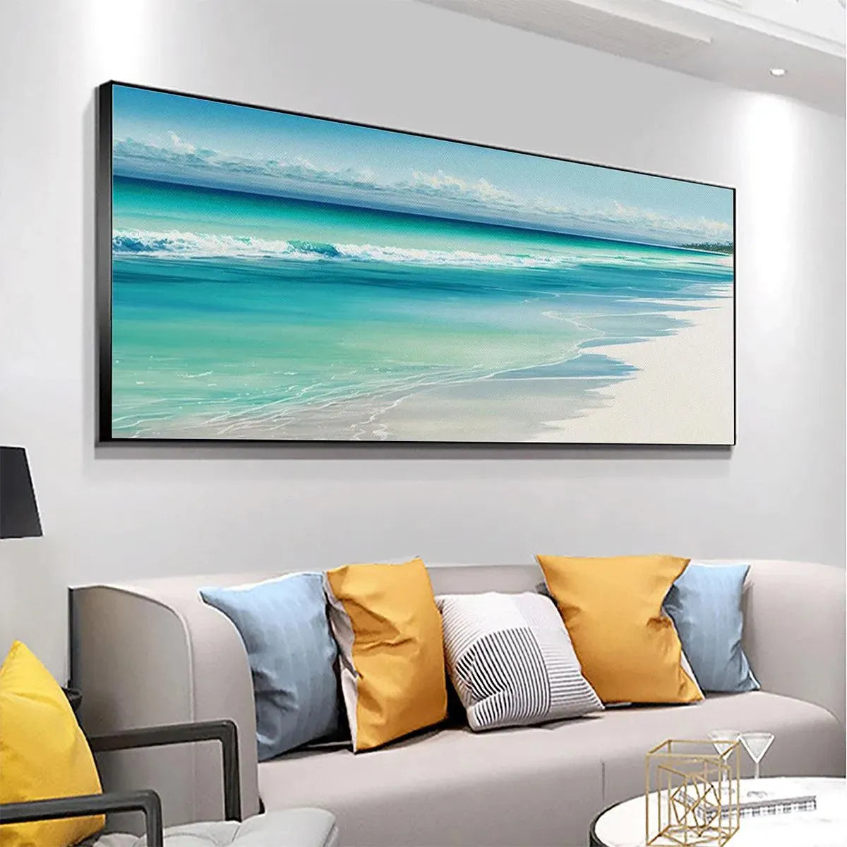 TURQUOISE DREAM PANORAMIC: Beach Painting, Panoramic Wall Art, Coastal Decor - Image 4